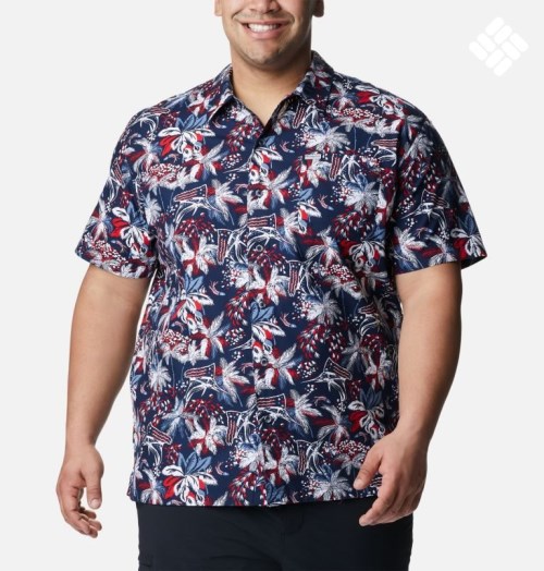 Men's Columbia PFG Trollers Best Short Sleeve Shirts Flower | Plus Size CA-U85AC